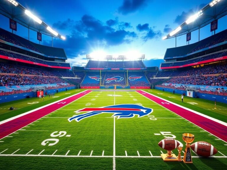 Flick International Vibrant stadium scene showcasing the Buffalo Bills logo on the football field