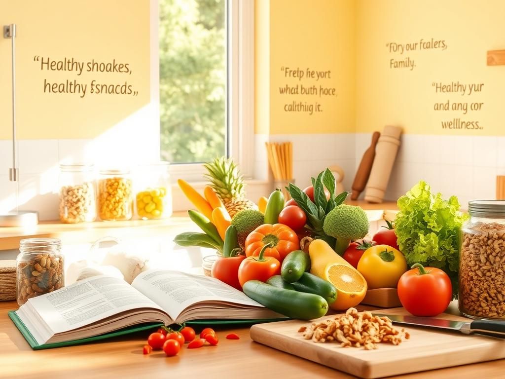 Flick International Bright kitchen scene with fresh fruits and vegetables promoting healthy cooking for families