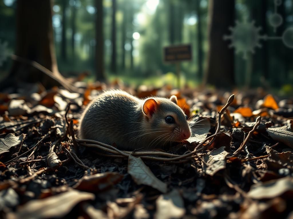 Flick International Close-up view of a northern short-tailed shrew nestled in forest soil