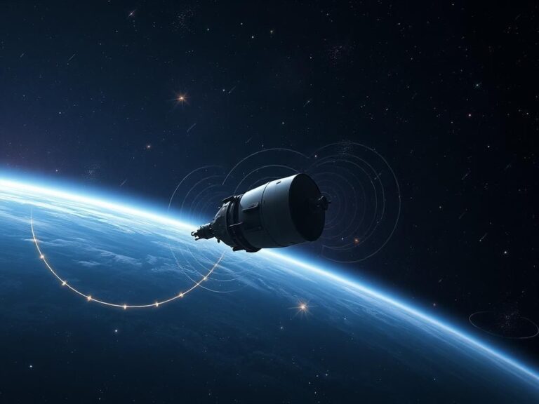 Flick International Voyage 1 spacecraft floating in interstellar space surrounded by stars