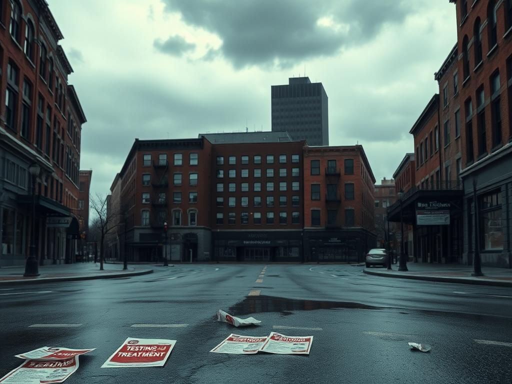 Flick International Empty urban street in Kansas City reflecting tuberculosis outbreak