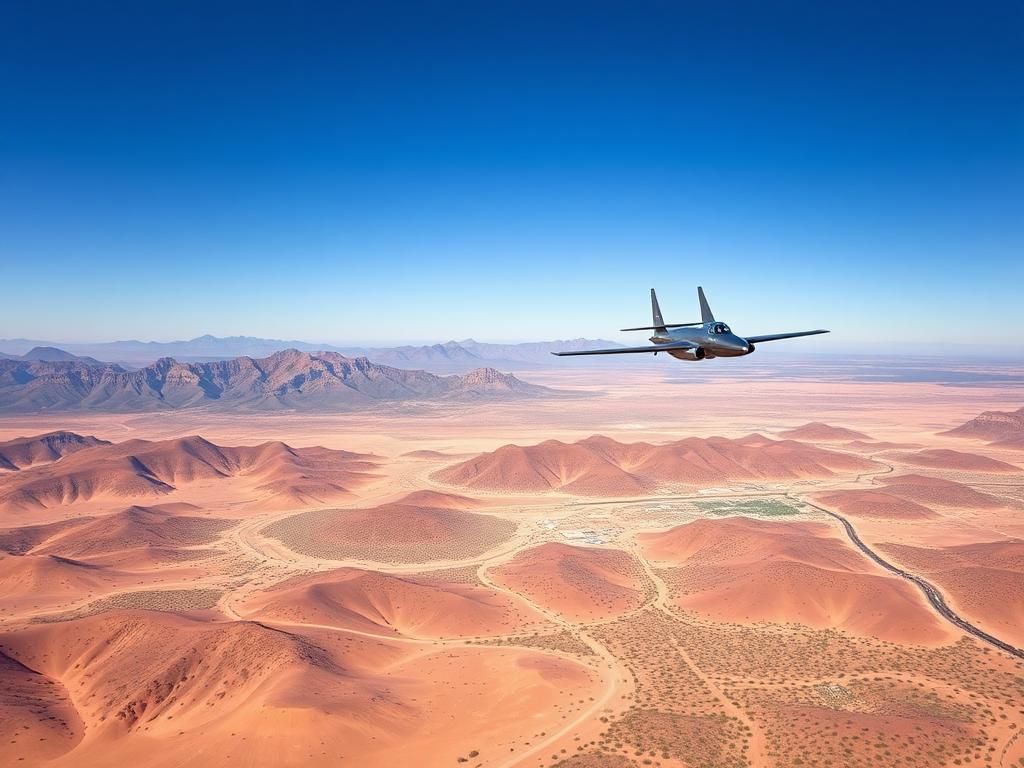 Flick International A high-altitude view of the U.S.-Mexico border featuring a U-2 spy plane in flight