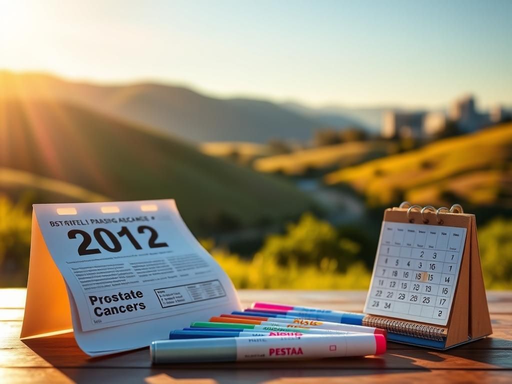 Flick International Artistic arrangement of vibrant PSA test kits on a table in a serene California landscape