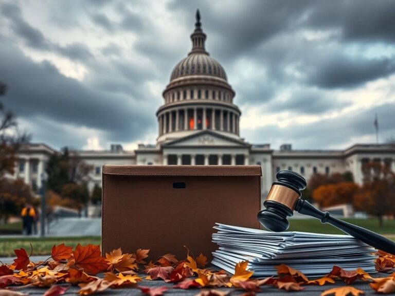 Flick International A weathered ballot box surrounded by autumn leaves in front of the Capitol building