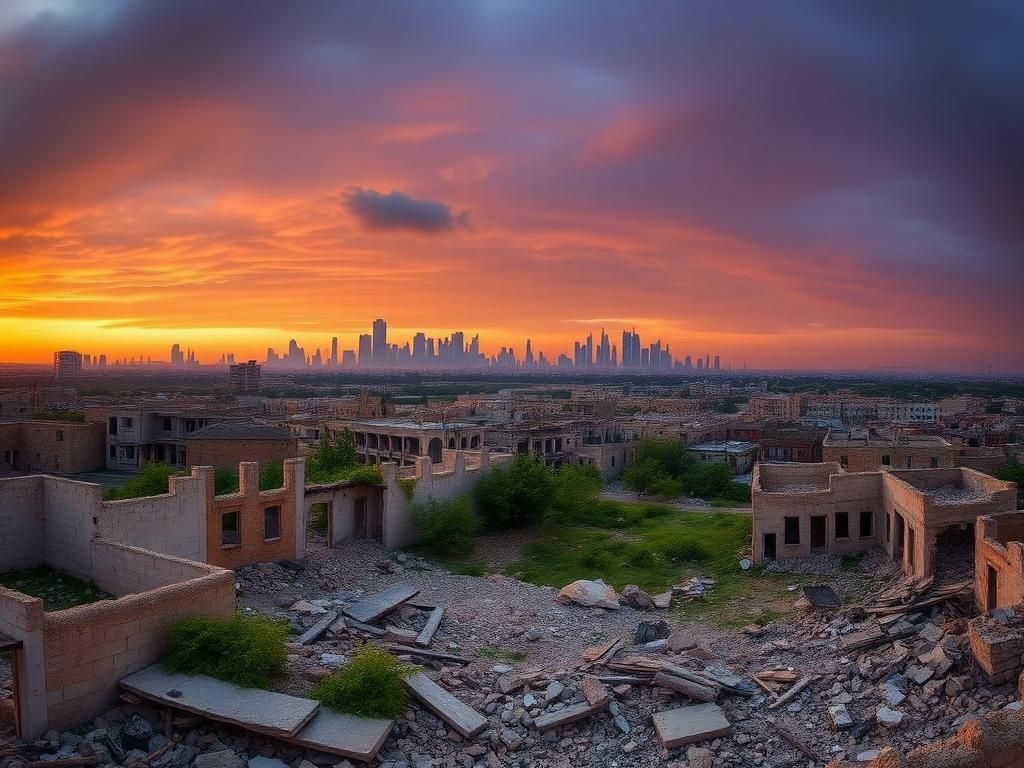 Flick International Panoramic view of the Gaza Strip showing destruction and potential renewal