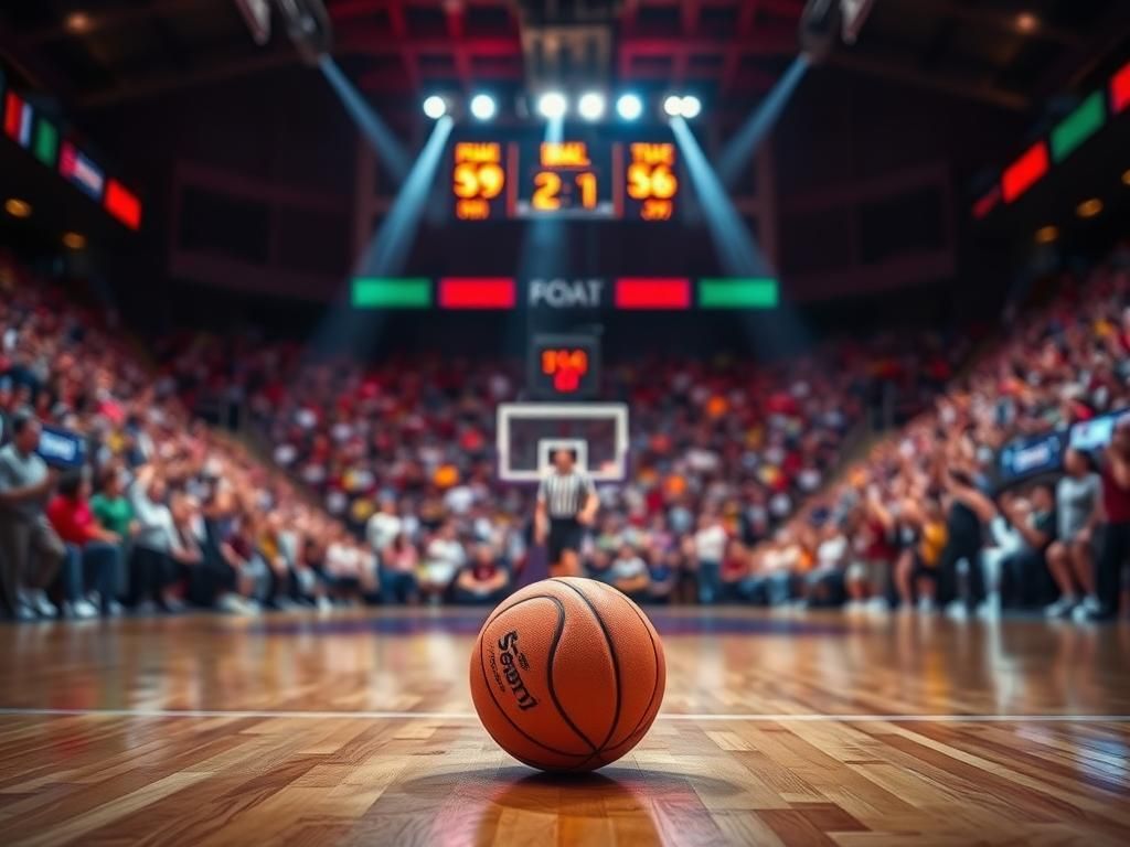 Flick International Indoor basketball court scene capturing Deon Perry's iconic 70-foot game-winning shot