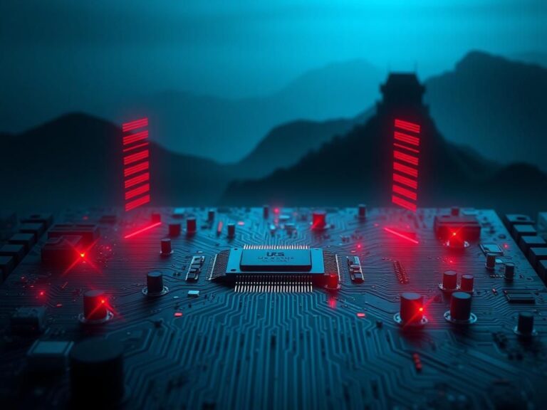 Flick International Conceptual illustration of a digital landscape depicting US-China technology tensions