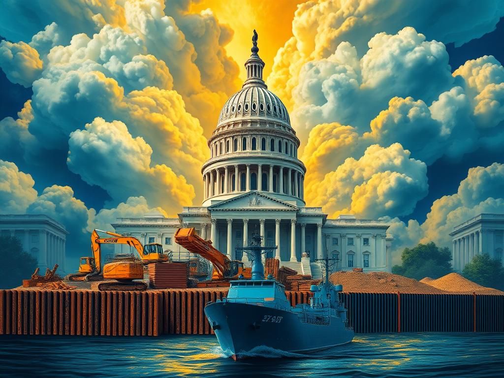 Flick International Conceptual artwork of the U.S. Capitol building surrounded by clouds