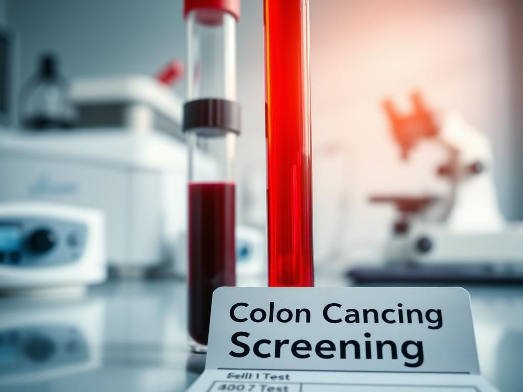 Flick International Close-up view of a blood sample indicating colon cancer testing