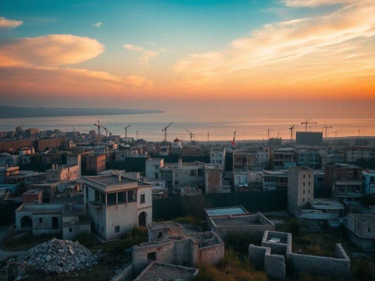 Flick International Aerial view of Gaza Strip showcasing a mix of historical ruins and modern architecture