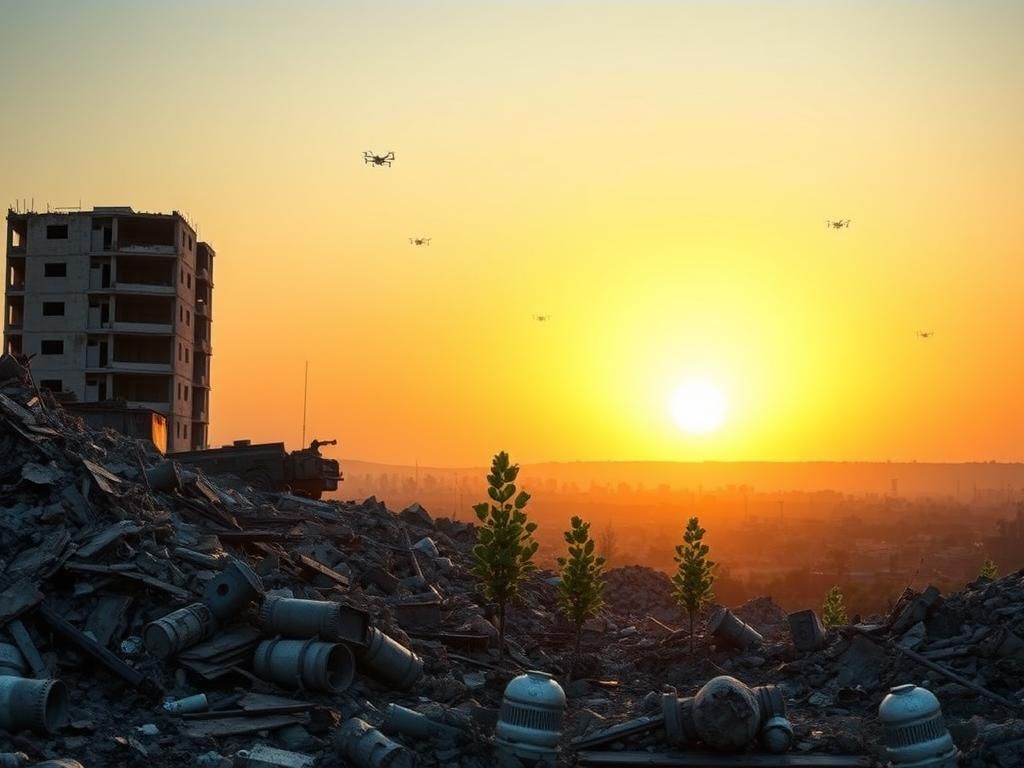 Flick International Panoramic view of the Gaza Strip showcasing destruction and hope