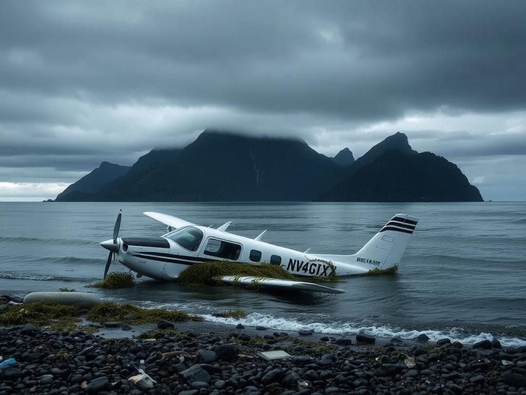 Flick International Partially submerged aircraft resembling a Cessna 208B Grand Caravan EX in Alaskan waters