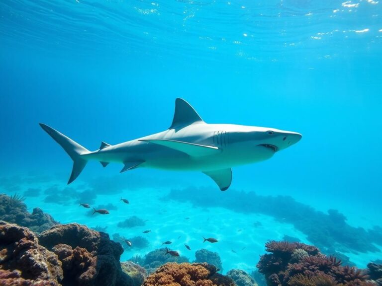 Flick International 13.8-foot great white shark swimming in clear waters near Jacksonville, Florida