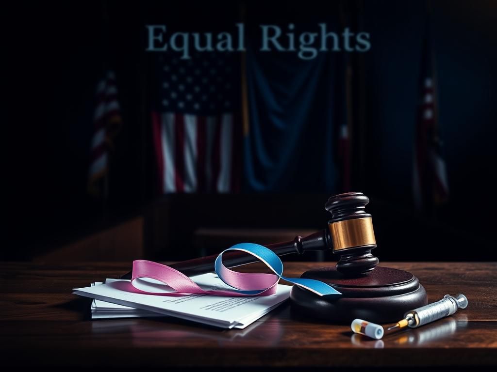 Flick International Dimly lit courtroom featuring a gavel and American flag, symbolizing justice