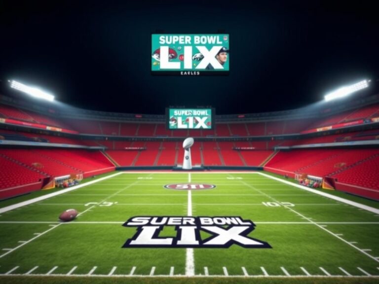 Flick International Artistic representation of a vibrant football stadium for Super Bowl LIX