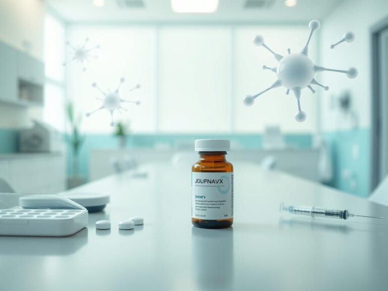 Flick International Close-up of the newly approved opioid-free pain medication Journavx in a modern clinic setting