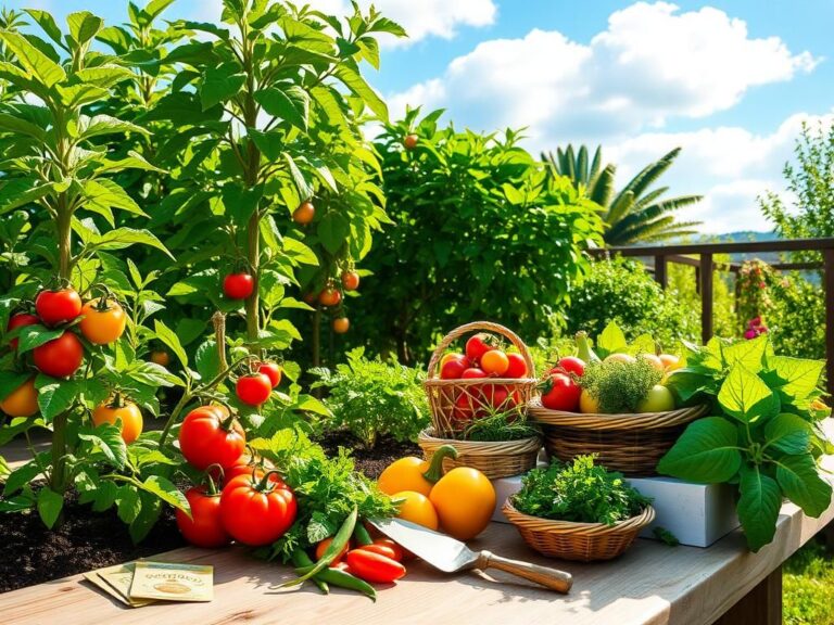 Flick International Vibrant garden showcasing organic fruits and vegetables in a sunny setting