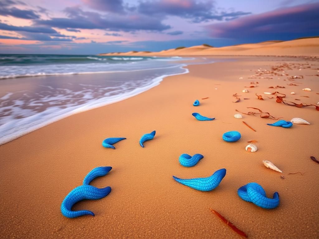 Flick International Blue Sea Dragons washed up on sandy shores of the Outer Banks