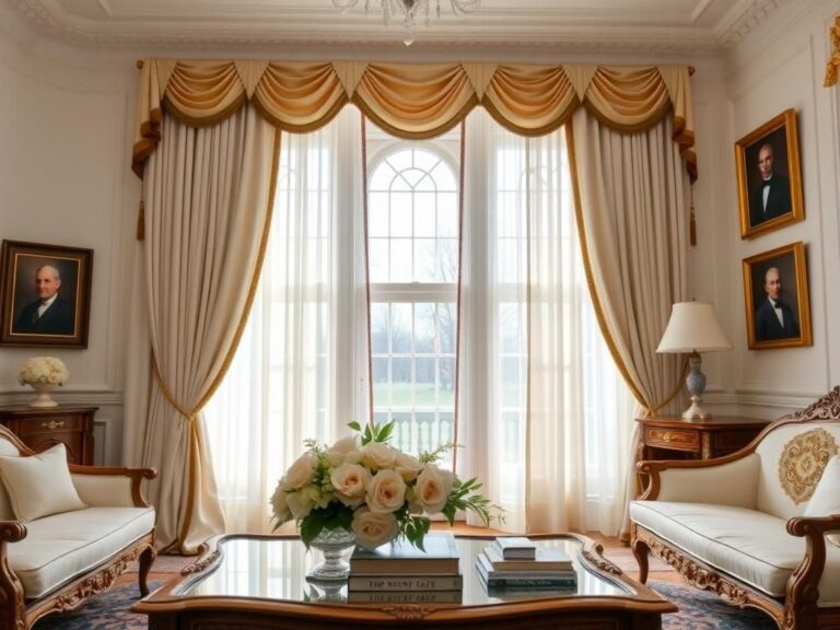 Flick International Elegant interior of the White House featuring plush drapery and tasteful decor