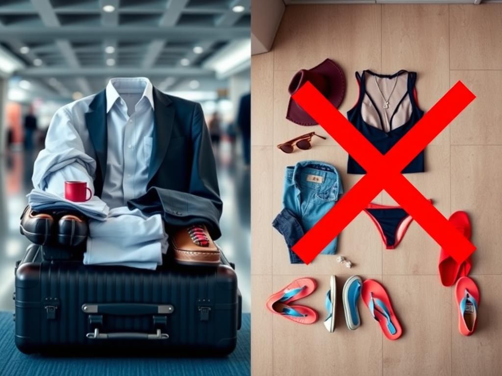 Flick International A split-screen image showing acceptable and unacceptable travel attire for airline passengers