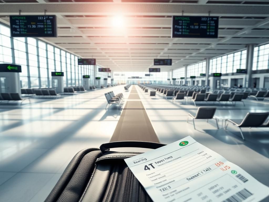 Flick International A vast airport terminal with empty gates and information screens