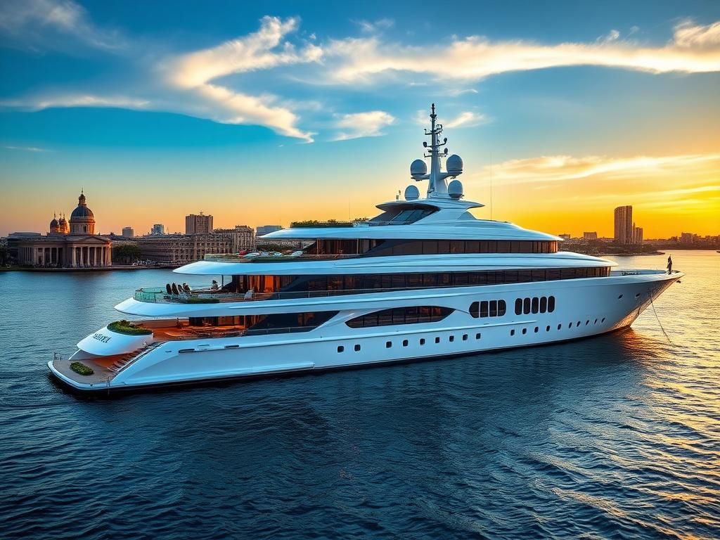 Flick International Luxurious megayacht Kismet docked along the Mississippi River in New Orleans