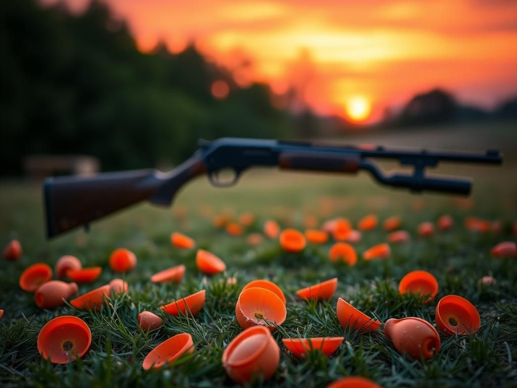 Flick International Christy Carlson Romano at a clay pigeon shooting range during sunset