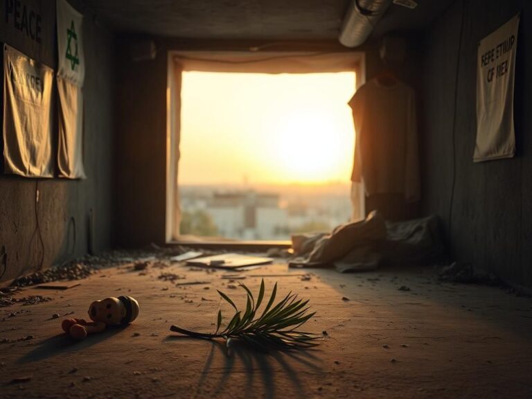 Flick International Empty Israeli bomb shelter with debris and a child's toy symbolizing the impact of conflict