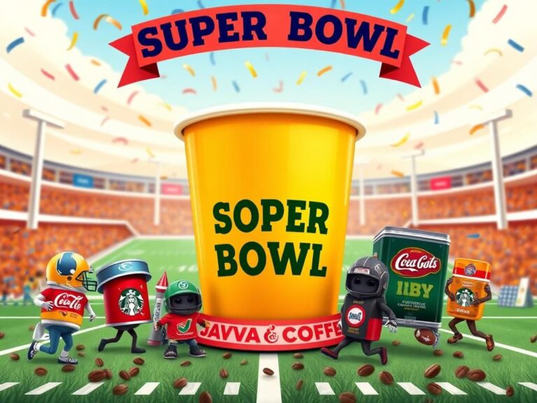 Flick International A vibrant coffee cup in a lively Super Bowl-themed setting