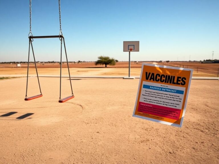 Flick International Empty school playground in Gaines County, Texas, highlighting concerns over measles outbreak