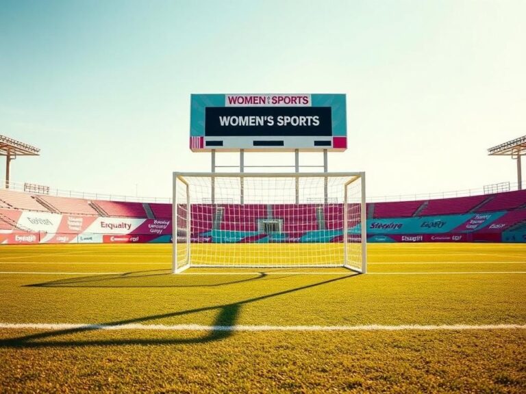 Flick International Vibrant sports field featuring an empty women's soccer goal celebrating National Girls and Women in Sports Day