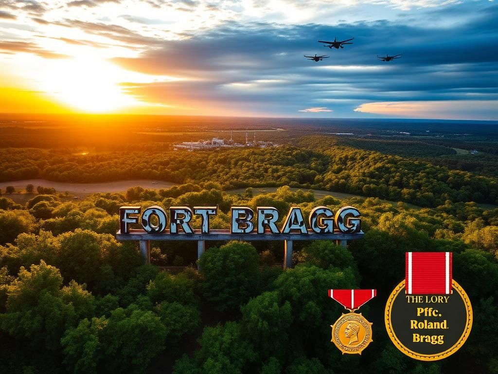 Flick International Aerial view of Fort Bragg showcasing military history and lush landscape