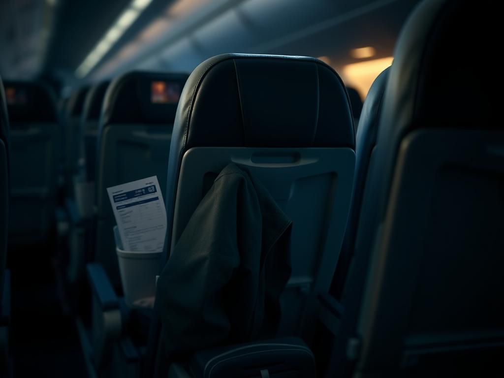 Flick International Close-up view of airplane seat row emphasizing seat squatter situation