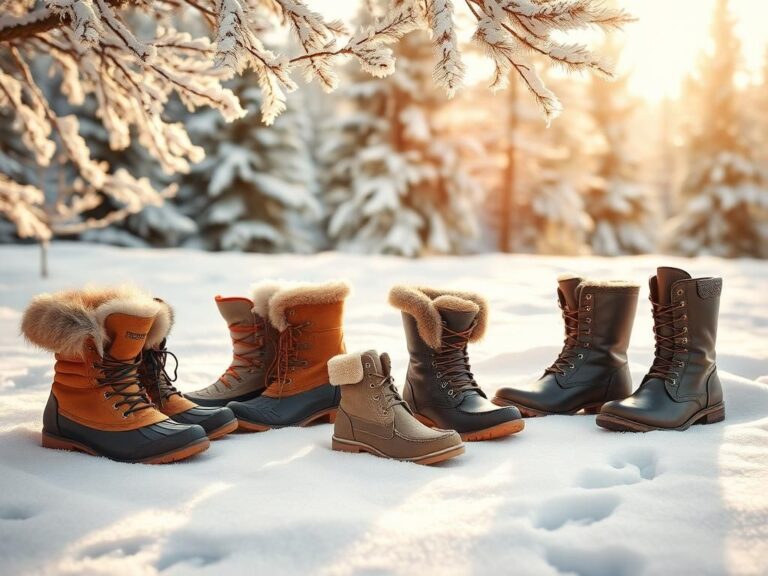 Flick International Cozy winter scene with stylish winter boots on snow