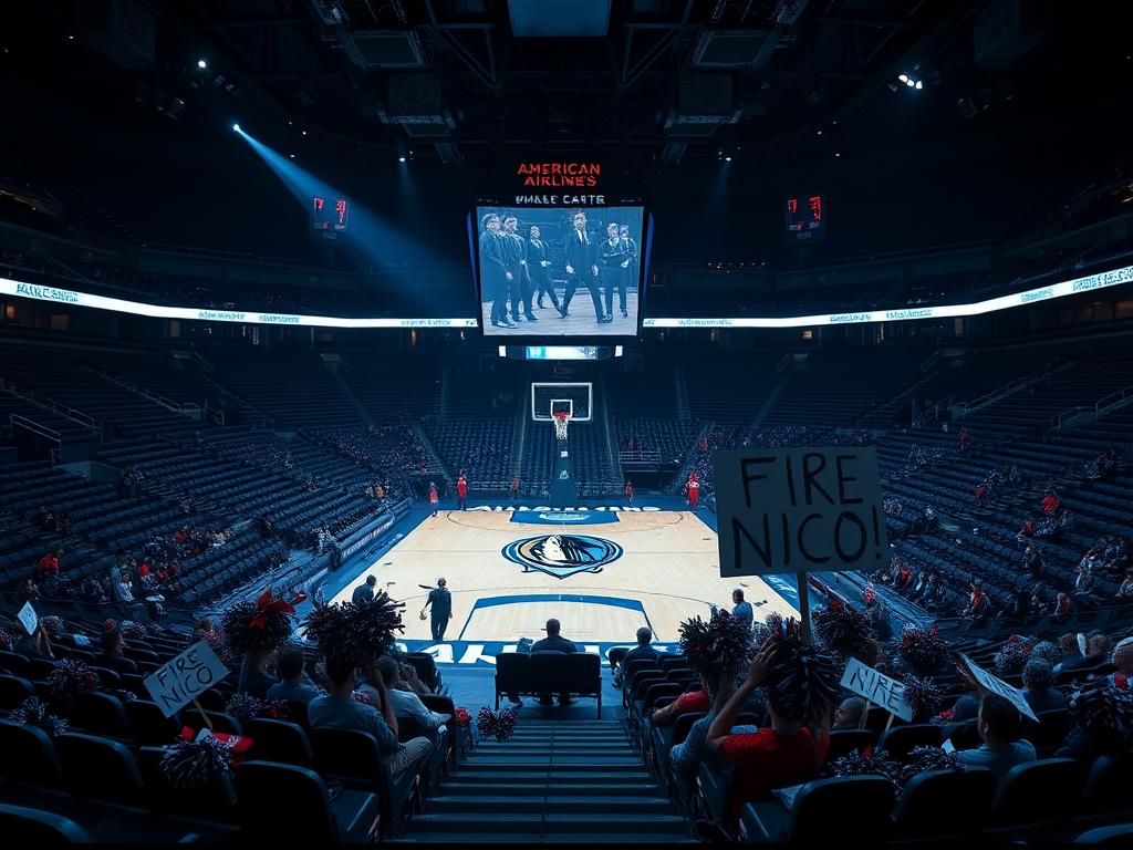 Flick International Empty seats and protest signs at the Dallas Mavericks game