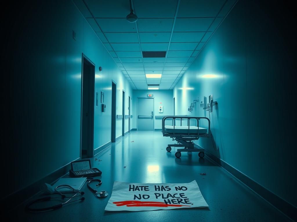 Flick International Dimly lit hospital corridor symbolizing tension and fear in healthcare