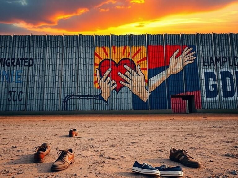 Flick International A massive wall symbolizing division with sunrise backdrop illustrating hope and renewal