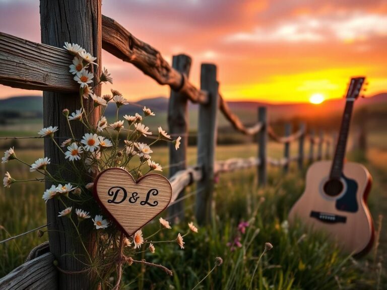 Flick International Rustic countryside scene with blooming wildflowers and a heart-shaped sign symbolizing love