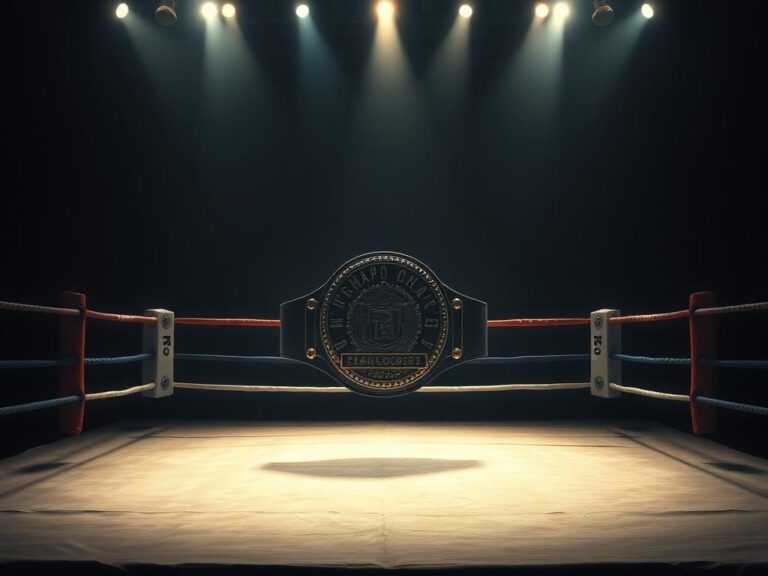 Flick International Dramatic boxing ring with championship belt symbolizing resilience