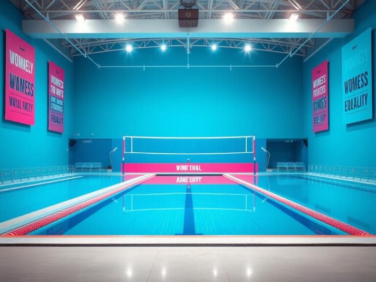 Flick International A vibrant, empty swimming pool symbolizing competitive women's sports.