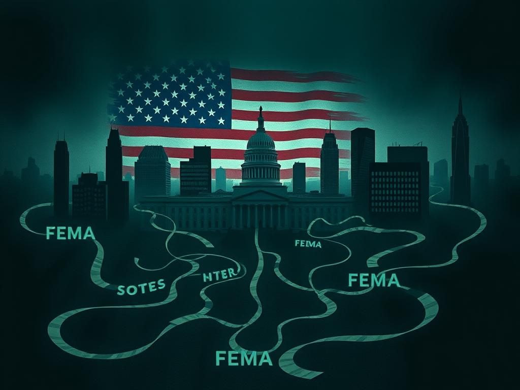 Flick International Abstract representation of U.S. government funding flows with maze-like money trails