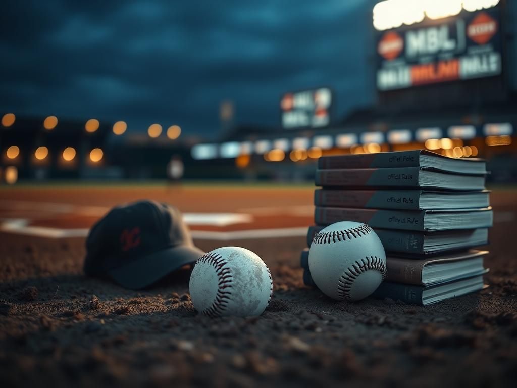 Flick International A dimly lit baseball field at twilight with an overturned baseball cap symbolizing a fallen umpire's authority.