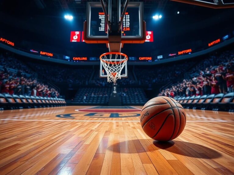 Flick International Basketball court scene during a tense game finale with a Cavaliers dunk