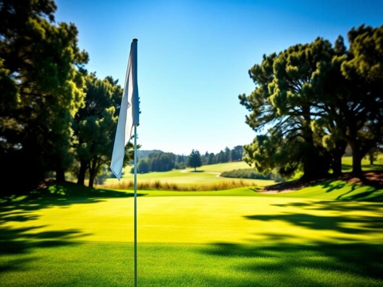 Flick International A serene golf course during the Genesis Invitational with a white flag at the seventh hole