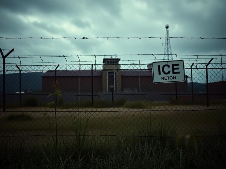 Flick International A somber California prison scene with barbed-wire fences and an empty chain-link fence symbolizing confinement.