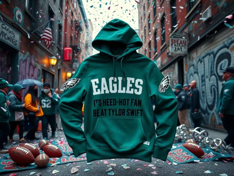 Flick International C.J. Gardner-Johnson wearing a custom hoodie with a crude message at the Eagles Super Bowl parade