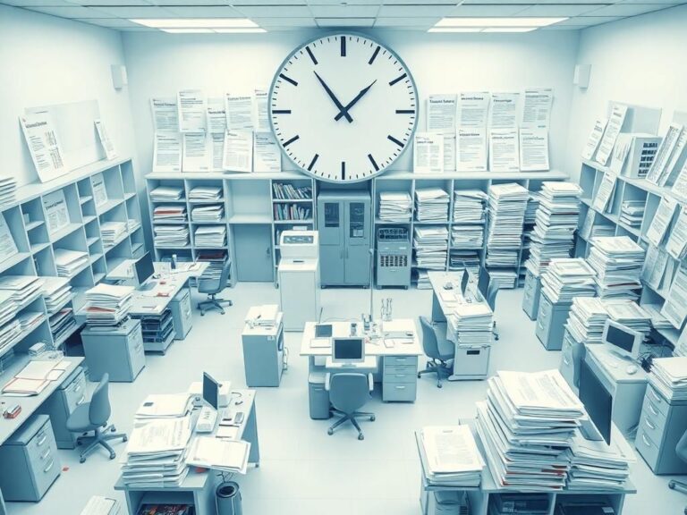 Flick International Overhead view of a cluttered modern laboratory showcasing advanced equipment and research materials