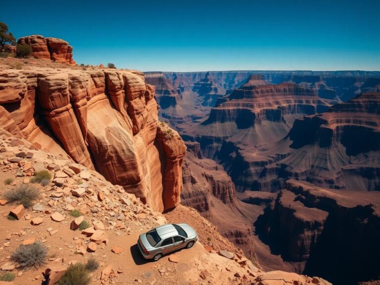 Flick International Dramatic aerial view of the Grand Canyon with scattered car parts