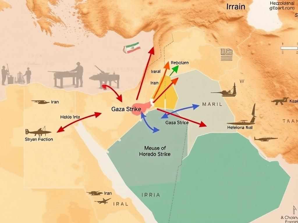 Flick International Strategic map of the Middle East showing Gaza and proposed development routes