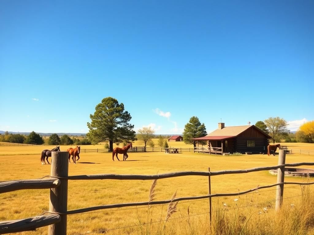 Flick International Serene Western-style ranch landscape in Nashville with grazing horses